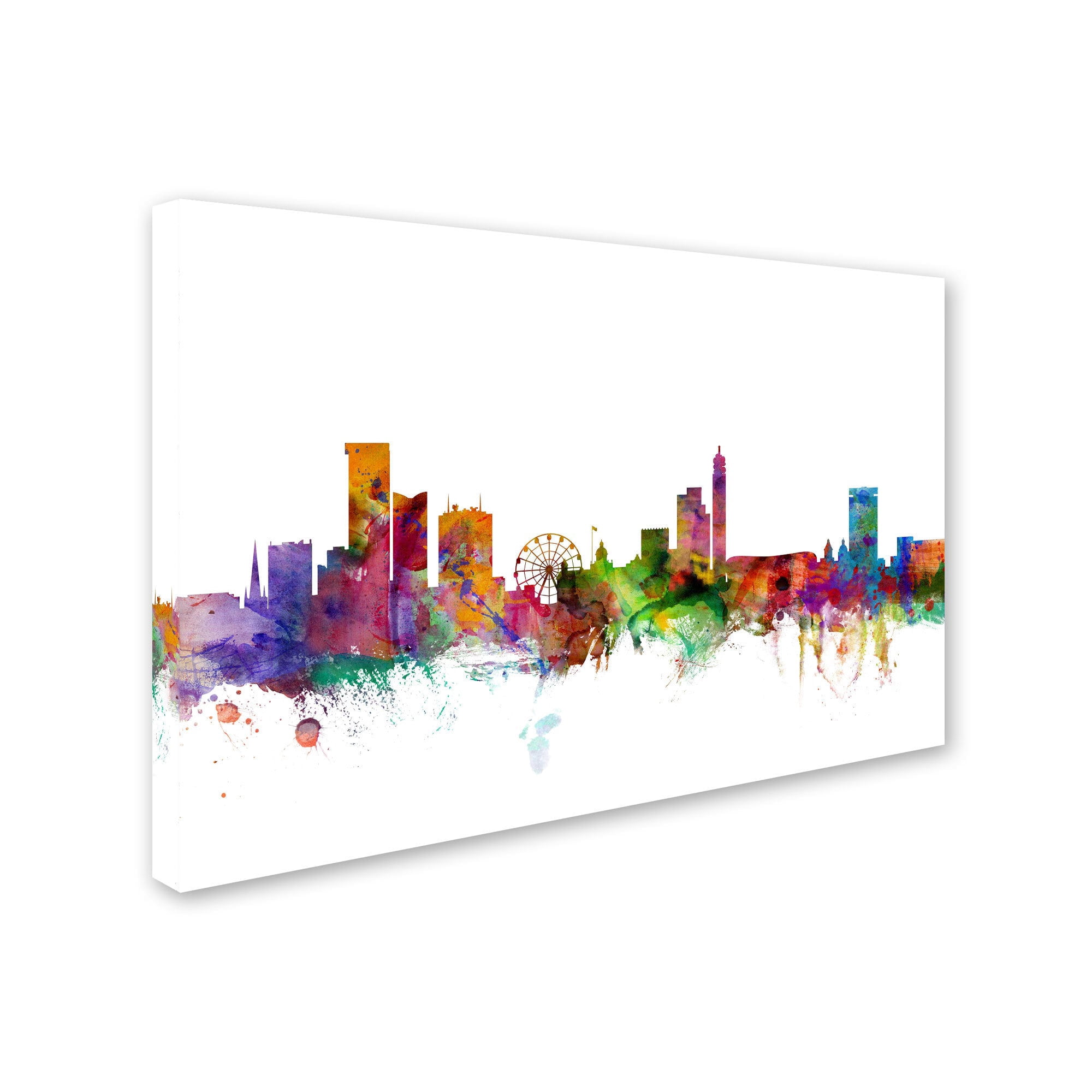 Trademark Fine Art Cityscape Canvas Art ' Birmingham England Skyline ' by Michel Tompsett