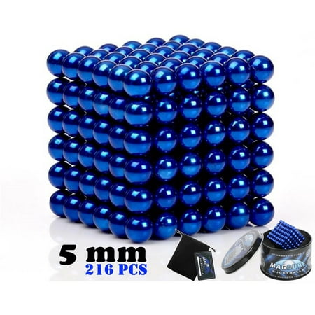 Date Magnet Set - Blue Color Set of 216 pcs (5 mm) Magnetic Balls Beads, Round Buildable Rollable Magnets, Stress Relief Desk Office Toys, Multi-Use Craft & Refrigerator Magnets, Educational Building Blocks