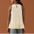 thumbnail image 5 of Mwjwdo Girls Summer Cute Peplum Tank Top Kids Trendy Ruffle Sleeveless Loose Fit Casual Crewneck T-Shirts for 3-14 Years Beige 130, 5 of 8