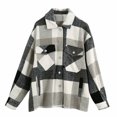 thumbnail image 2 of UVEASISHA Women's Flannel Plaid Shacket Long Sleeve Button Down Shirts Jacket Lightweight Casual Fall Coats Loose Trendy Cardigan Jackets with Pockets Sales Today,Gray,S, 2 of 4