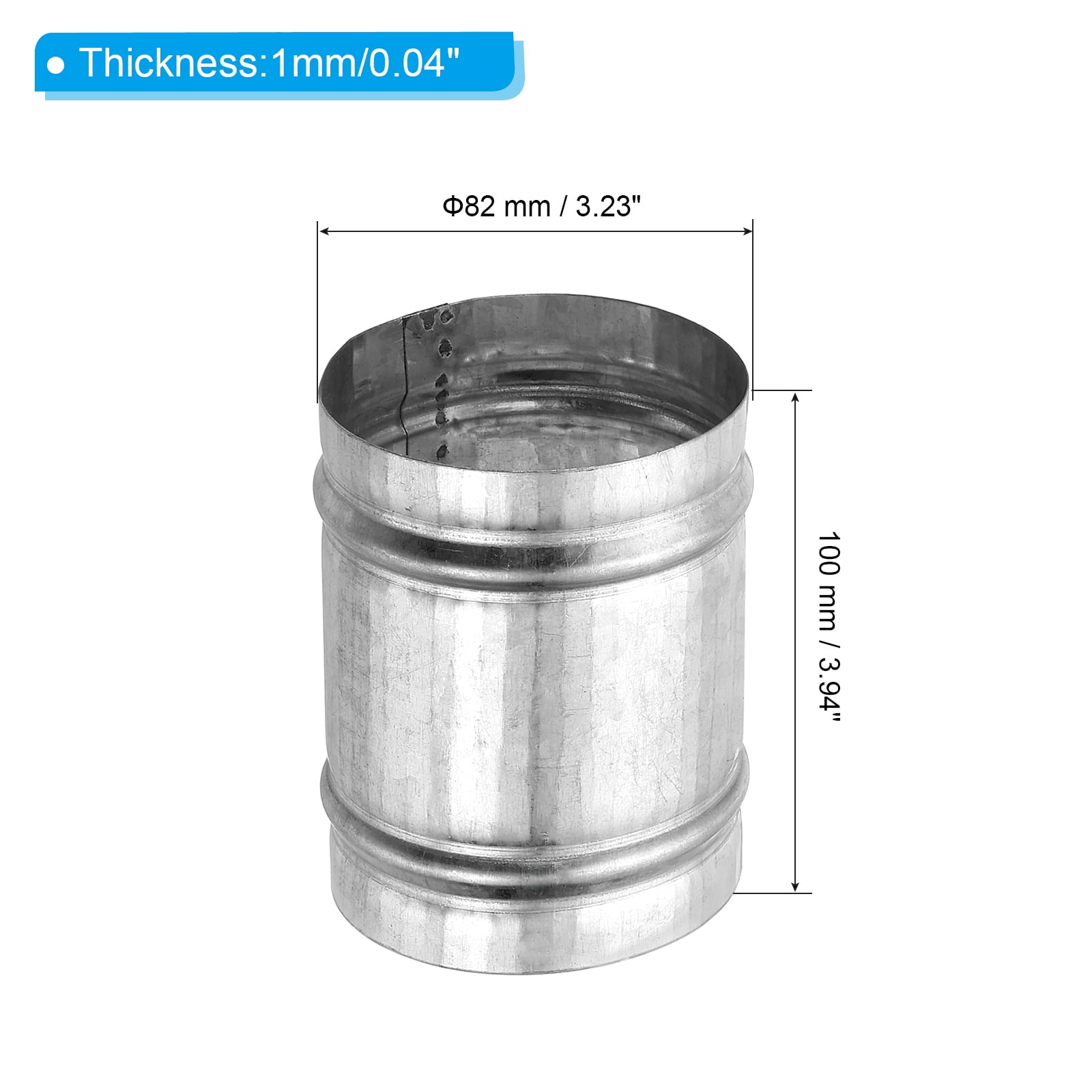 Uxcell 3.1" Duct Connector, 2 Set Galvanized Iron Duct Coupling Vent Coupler Dryer Pipe Coupling Hose Extension Connector with Duct Clamps for HVAC Exhaust Fan Vent Systems, 4" Long