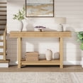 thumbnail image 3 of Farmhouse Fluted Wooden Dining Table – 2-Tier Rectangular Console – Space-Saving Entryway Table with Shelf – Ideal for Living Room, Hallway, or Behind Sofa, 3 of 8