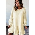 thumbnail image 5 of Stylish Beige Long Sleeve Mini Dress with Ruffle Hem - Perfect for Daily Wear, L, 5 of 12