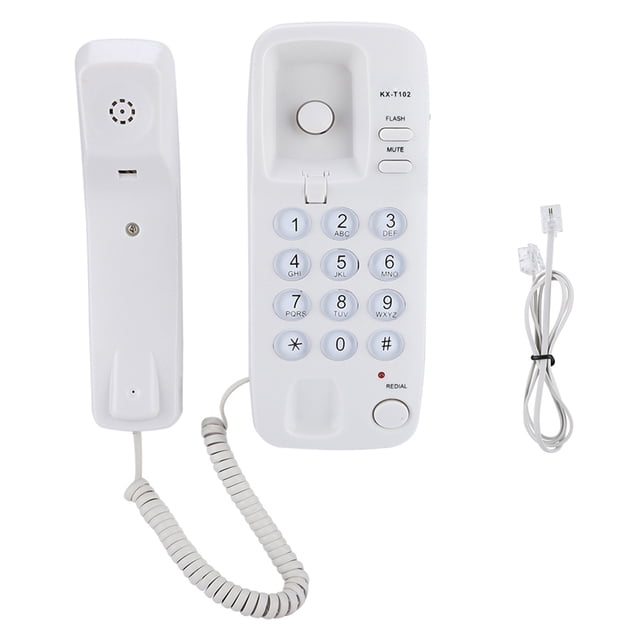 Extensión de teléfono fijo de pared sin identificador de llamadas, teléfono residencial para hotel y familia (blanco)
