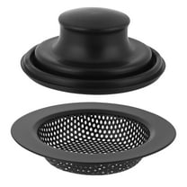 2PCS Kitchen Sink Drain Strainer and Kitchen Sink Stopper, Drain Catcher and Drain Cover for Kitchen Sink, Plug for Standard 3-1/2 Inch Garbage Disposal Sink Drain Black