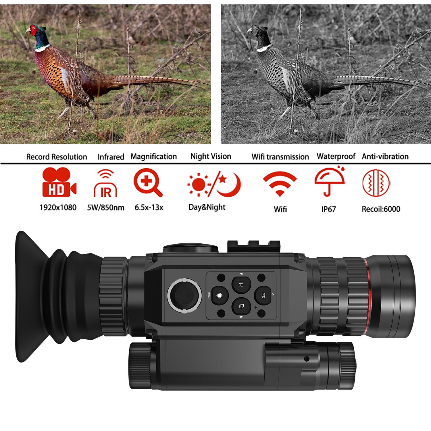 Sytong Rifle Scope HT-60 Digital Night Vision Device Withstand Mount Aiming Riflescope App WIFI Live Image Night Vision Scope