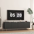 thumbnail image 3 of SEENYOO 68" TV Stand, Fluted Modern Entertainment Center & Media Console with Storage Doors for 55"+ TVs, Living Room,Black, 3 of 8