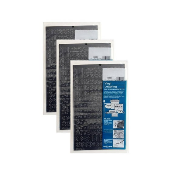 Chartpak 1/2-inch Black Stick-on Vinyl Numbers (01110), 3 PACKS