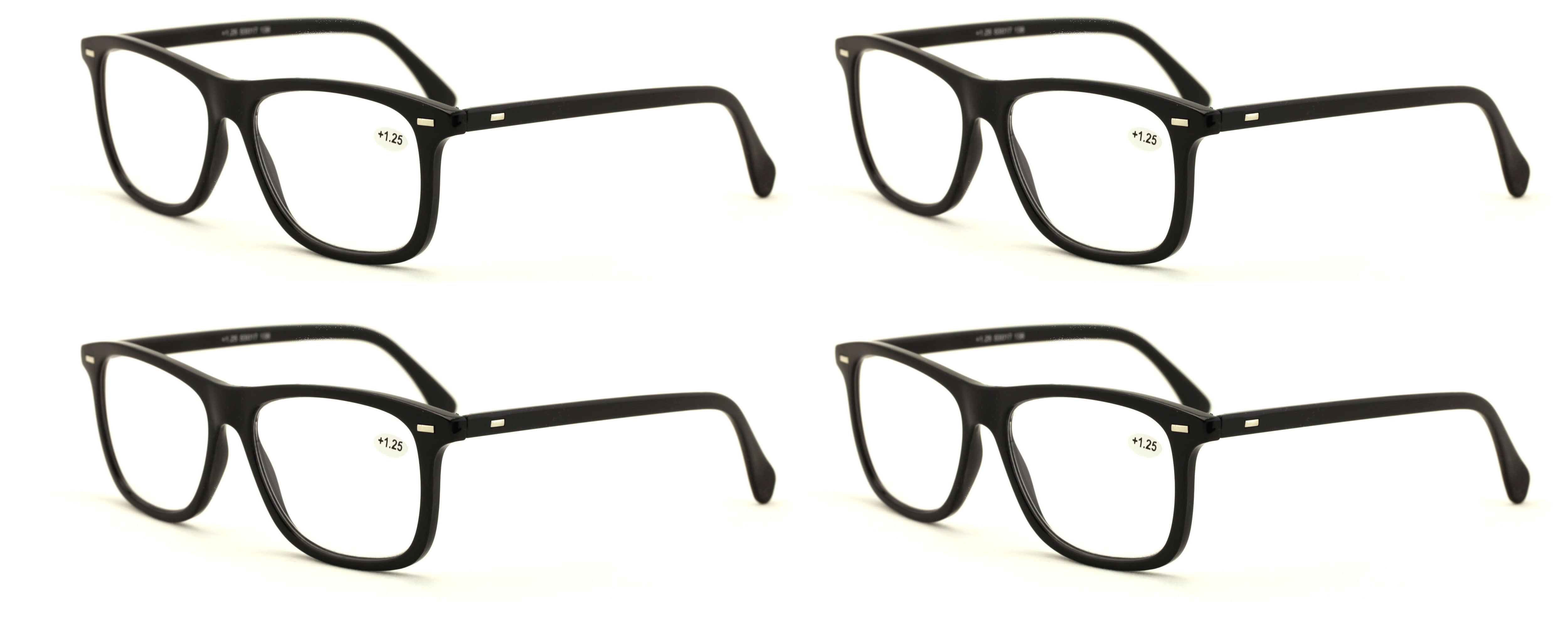 4 Pairs of Thin Lightweight Classic Reading Glasses - Black Tortoise Unisex Readers