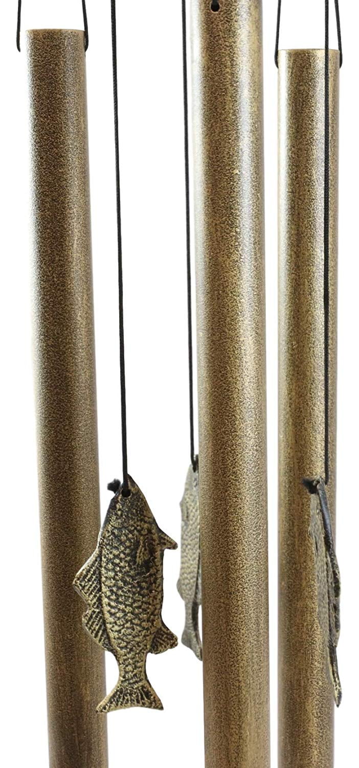 Aluminum Whimsical Summer Pastime Green Frog Fishing In The Pond Tube Wind Chime