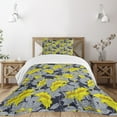 thumbnail image 3 of Ambesonne Floral Quilted Bedspread Set 2 Pcs, Contrast Tones Florets, Twin Size, Yellow and Grey, 3 of 6