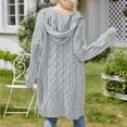 thumbnail image 3 of Breezora Women Chunky Knit Open Front Cardigan Sweater Coat with Pockets Hooded Outdoor Comfort XXL Size Grey, 3 of 8