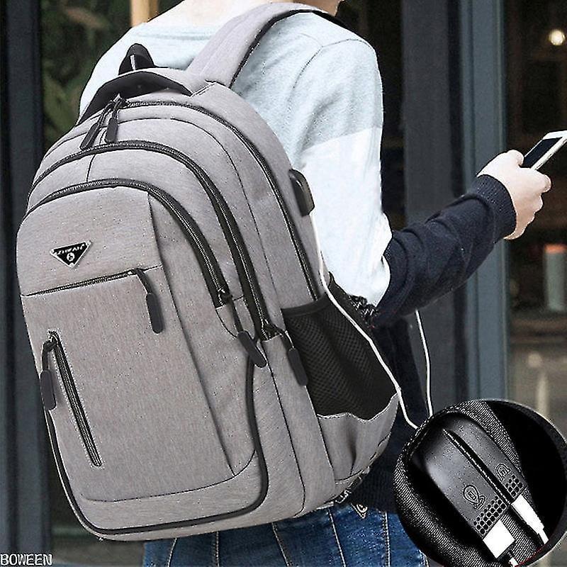 SEBNEEI Back To School Big Capacity Men Backpack Laptop 15.6 Oxford Gray Solid High School Bags Teen College Student Backpack cl. Walmart