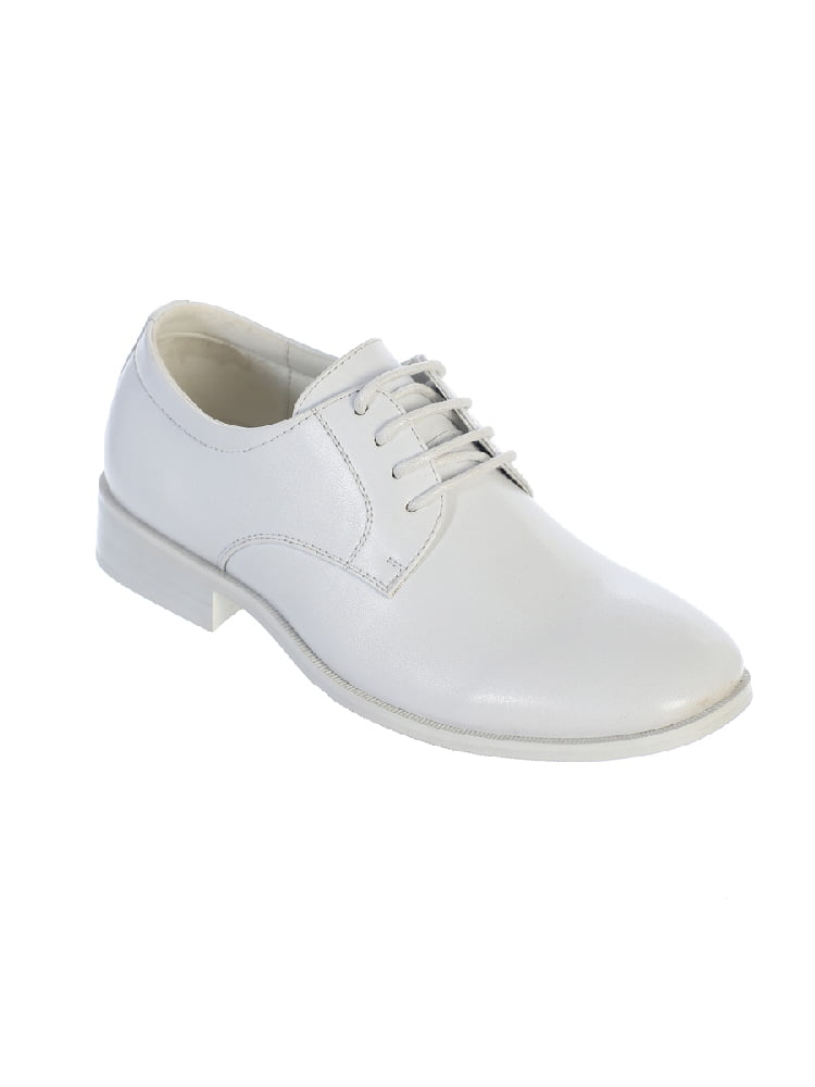 White Matte Leather Lace Up Dress Shoes 