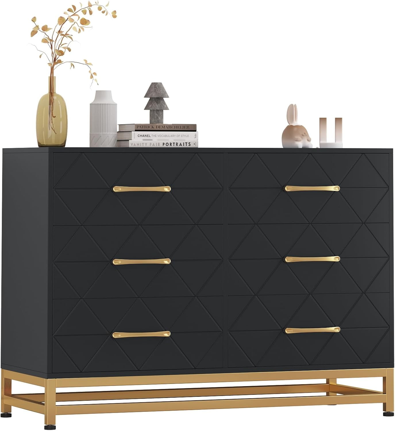 6 Drawer Wood Dresser for Closet, Modern Dresser for Bedroom, TV Stand Dressers Chest of 6 Drawers