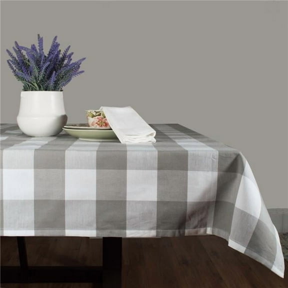 Dunroven House RK819-GY 54 in. Farmhouse Check Square Tablecloth, Gray & White