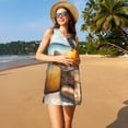 thumbnail image 3 of Easygdp Relaxing Cat With Orange Juice para Vestido Transpirable de Mujer, Vestido Suelto de Manga Corta con Pliegues y Bolsillos para el Verano, 3 of 7