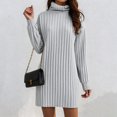 thumbnail image 2 of larppty Women Oversized Sweater Dress Turtleneck Batwing Long Sleeve Ribbed Knit Loose 2025 Fall Winter Casual Short Dress（Light Gray，L）, 2 of 8