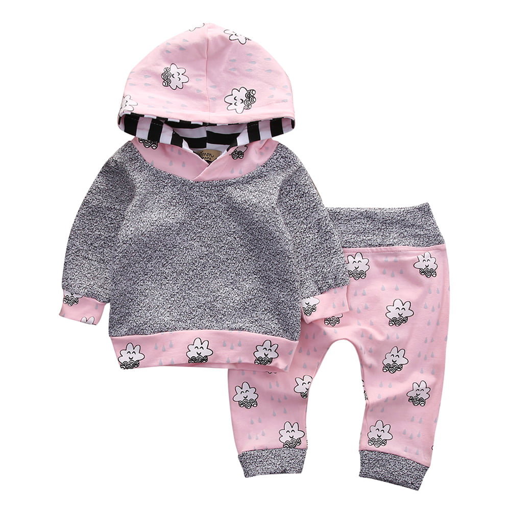 Newborn Infant Unisex Set Baby Cloud Print TShirt Tops+Pants Outfits Clothes Set 