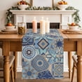 thumbnail image 4 of Boho Geometric Cotton Linen Table Runner for Dining Kitchen, Country Tribe Abstract Ethnic Aesthetic Wedding Outdoor Party Tablerunners, Dresser Scarf Coffee Tablecloth Runners 13x108 Inches, 4 of 9