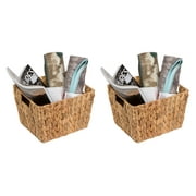 11.5" Hyacinth Storage Basket with Handles, Rectangular, by Trademark Innovations (Set of 2)