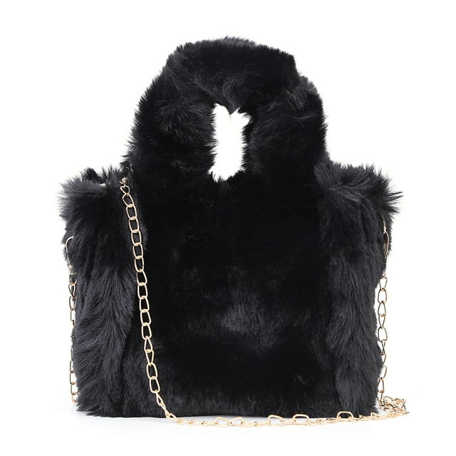 Bolso Hombro Felpa Otoño Invierno WDOplteas Piel Sintética Suave Negro S