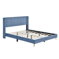thumbnail image 5 of Spaco Corduroy Platform Bed Frame with Metal Legs, Platform Bed Frame Queen Size with Wood Slat Support, Easy Assembly, Blue, 5 of 9