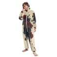 thumbnail image 5 of BZSMCE Unisex One-piece Pajama Cotton Sleepwear Gothic Red Floral Drizzle Printed, 5 of 8