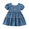 thumbnail image 5 of Hrsba Kids Summer Dress,Casual Dress for Girls,Toddler Baby Girl Summer Girls' Casual And Cute Bow Denim Skirt Short Sleeve Round Neck Denim Dress, 5 of 5