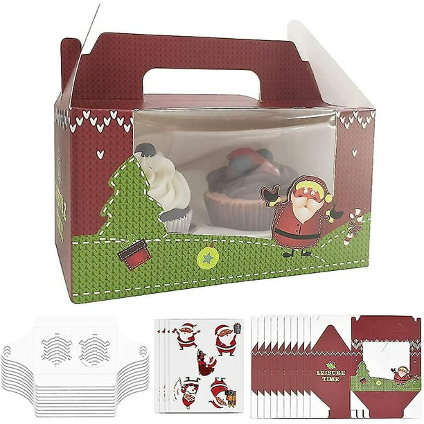 Cupcake Boxes. Christmas 2 Standard Size Cupcake Carrier With Window