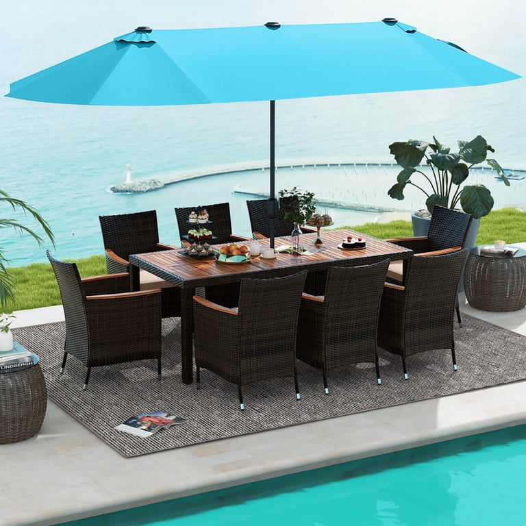 images of patio furniture turquoise umbrella AMMSUN Umbrella, 6.5 ft Outdoor Table with Tilt Steel Pole, UPF50+ Protection, Great for Outdoor Garden Backyard, Green : Patio, Lawn & Garden and a sturdy steel pole that fits 60 Serwall 6.5x10 ft Rectangular Market