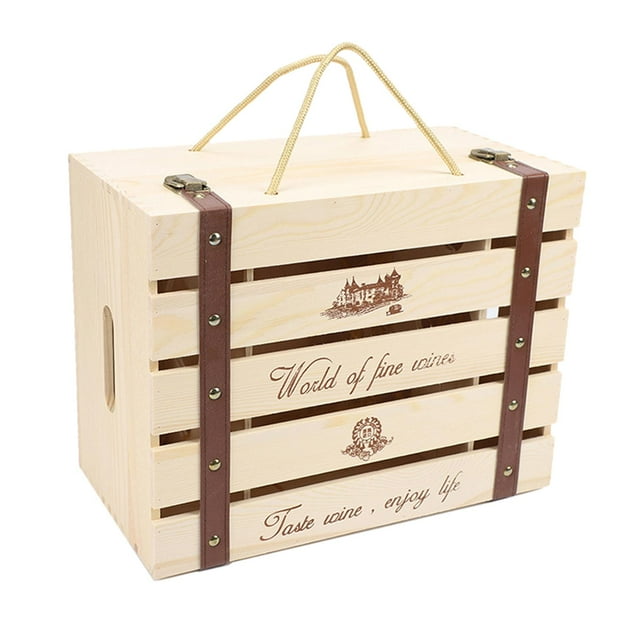 Vintage Wooden Red Box Storage Gift Carrier General Purpose White Packaging Box Craft