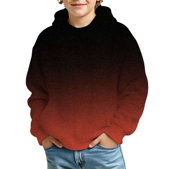 Bysome Boys Hoodies Gradient Long Sleeve Hooded Shirts Autumn Warm Boys Sweatshirts Size 4-5 Years Red