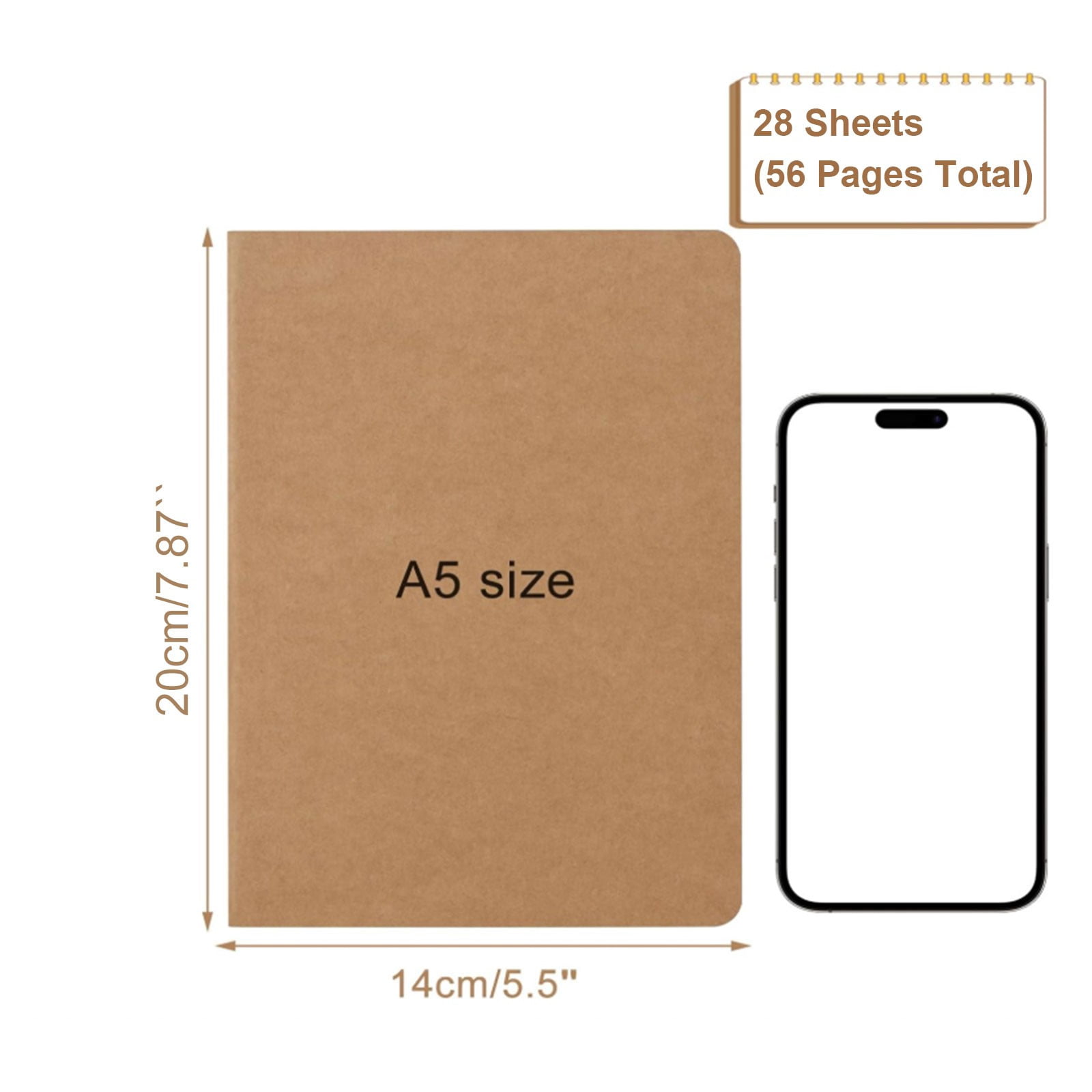 10 Pack Lined Composition Notebooks, Kraft Bulk Journal Notebooks Writing Diary Work Planner Notebooks,7.9x5.5" 56 Pages Eye-Friendly No Bleed Notebooks for Study Office Daily Note Taking,Khaki