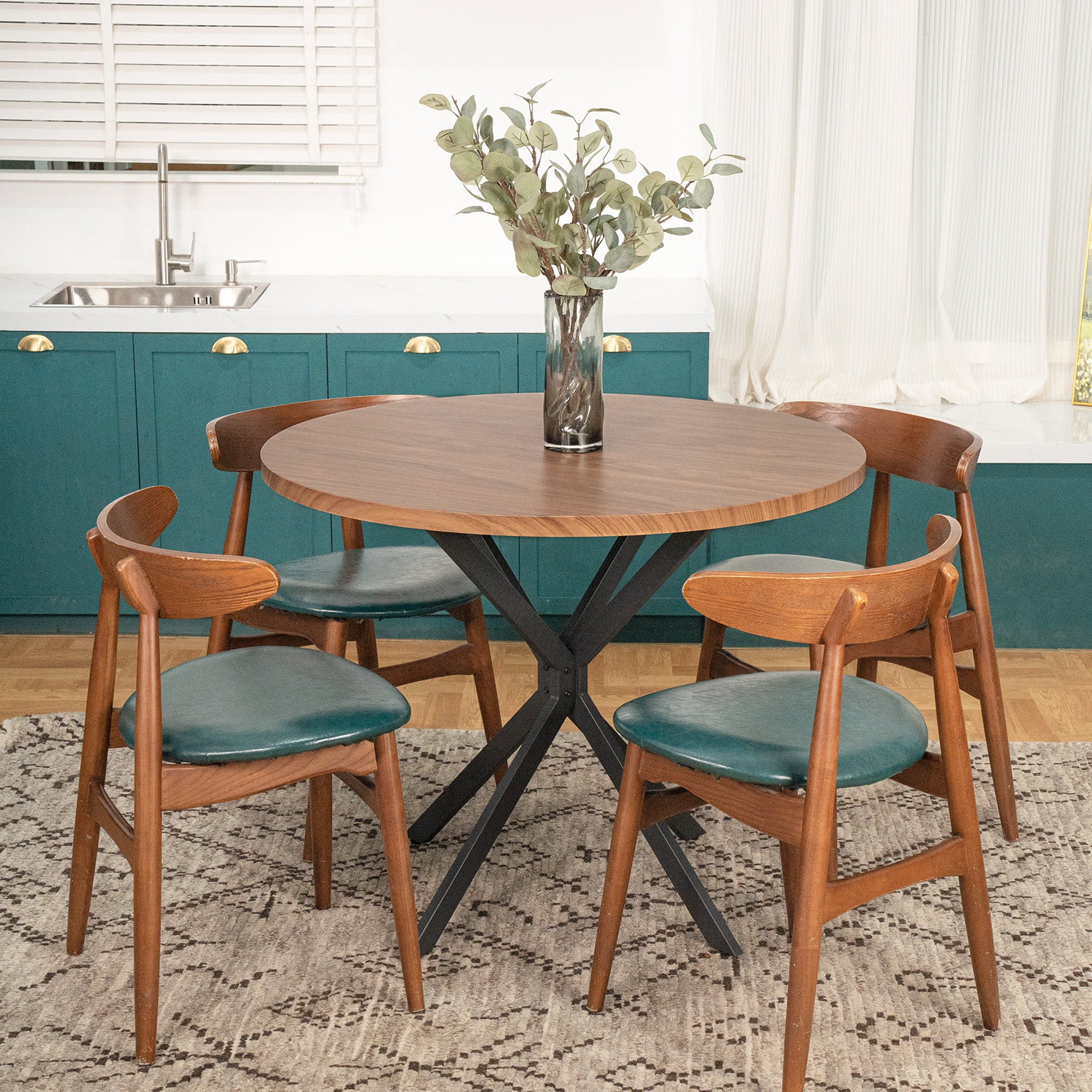 Cvortll Round Dining Table for 4 People, 39 inch Modern Round Dining Table with Metal Legs, Kitchen Dinner Table for Living Room, Dining Room