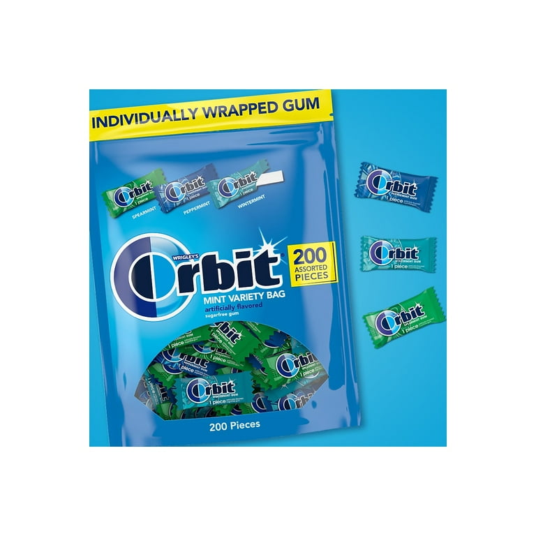 Sugar-Free Chewing Gum, Spearmint/Peppermint/Wintermint, 200 Pieces/Pack Sugar-Free Chewing Gum, Spearmint/Peppermint/Wintermint, 200 Pieces/Pack