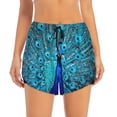 thumbnail image 2 of Pofeuu Beautiful Blue Peacock Print Women's Athletic Shorts Running Workout Shorts Tummy Control Quick Dry Gym Shorts with Pockets Double layer sports shorts-Large, 2 of 7
