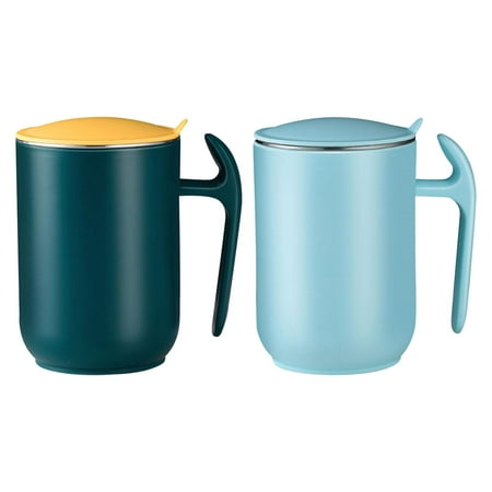 

2 Pieces 550ML Stainless Steel Mug Vacuum Coffee Tumbler with Lid and Handle Green and Blue