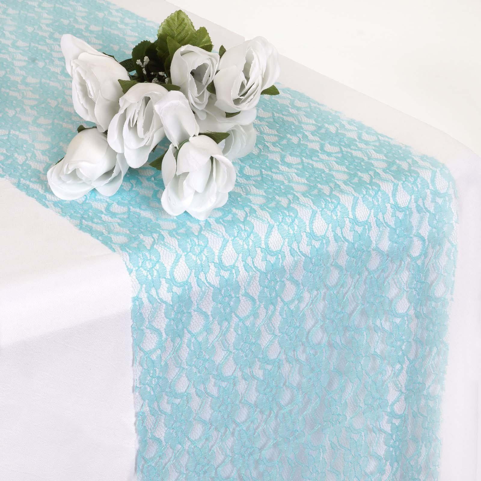 Turquoise Floral Lace Table Runner