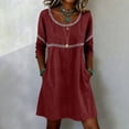 thumbnail image 6 of Zpzdpjkx Womens Cotton Linen Tunic Dress, Crew Neck 3/4 Sleeve Casual Summer Dress with Pockets, 6 of 6