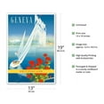 thumbnail image 2 of Geneva Switzerland - Water Fountain Lake Geneva - Vintage Airline Travel Poster by Walter Mahrer c.1950 - Master Art Print (Unframed) 13in x 19in, 2 of 4