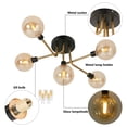 thumbnail image 6 of 5-Light Large Modern Globe Glass Flush Mount Chandelier Ceiling Light,85-240V, G9 Bulb Base Amber, 6 of 8