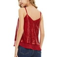 thumbnail image 3 of Franhais Women Sequins Sleeveless Tops with See-through Mesh, Sexy Style Adjustable Shoulder Strap Summer Clothing, 3 of 4
