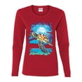 thumbnail image 2 of Swimming Sea Turtle Animal Lover Womens Graphic Long Sleeve T-Shirt, Red, Small, 2 of 3
