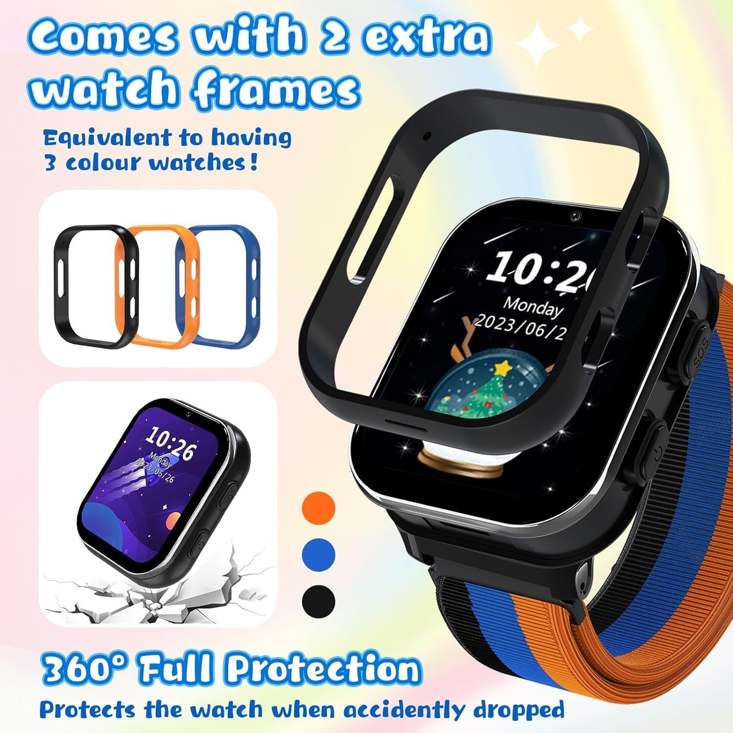 PTHTECHUS Smart Watch for Kids 4G Kids Smartwatch Phone Call Touch Screen Educational for Children Aged 4-10 Years Old
