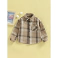 thumbnail image 2 of hirigin Kids Plaid Shirt Jacket Autumn Casual Vintage Long Sleeve Button Down Jackets with Pockets for Toddler Baby Boy Girl, 2 of 8