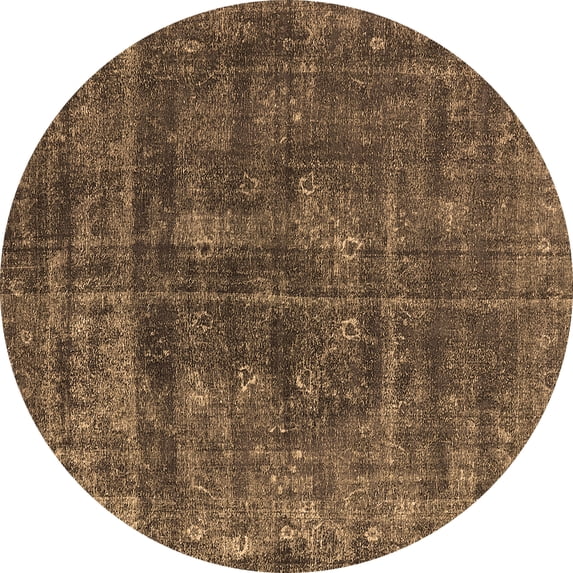 Ahgly Company Indoor Round Oriental Brown Industrial Area Rugs, 4' Round