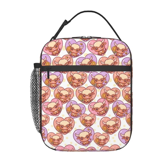 Highland Cow Lunch Box - Reusable Highland Cow Lunch Bag For Women Men - Small Portable Foldable Insulated Lunchbox For Office Work Picnic