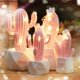 thumbnail image 4 of Bonita decoración de cactus de resina: 2 piezas de centro de mesa con adorno de escritorio y cadena de luces, 4 of 8