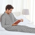 thumbnail image 6 of Lsque Gray Plaid Pattern Long Sleeve Pajama Set for Men - Soft 2-Piece Sleepwear and Loungewear Set with Pockets, Comfy Nightwear-Small, 6 of 7